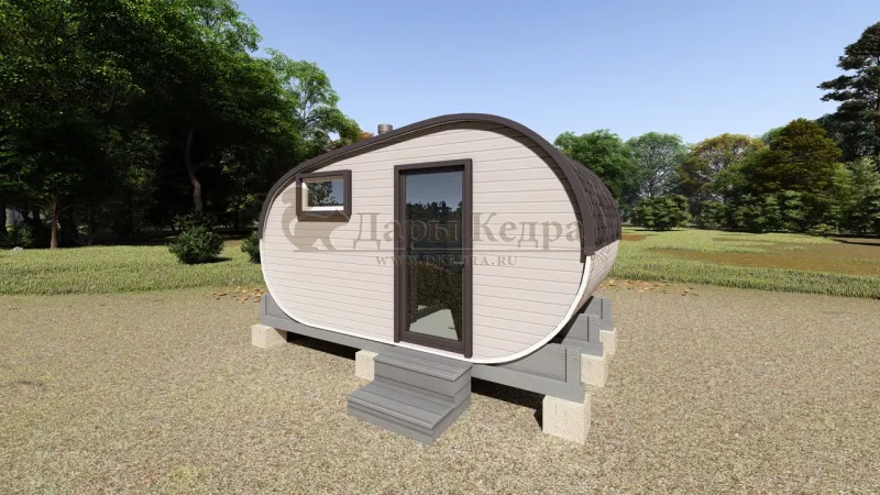 Баня-бочка «Танк» из кедра 4х2,2 метра