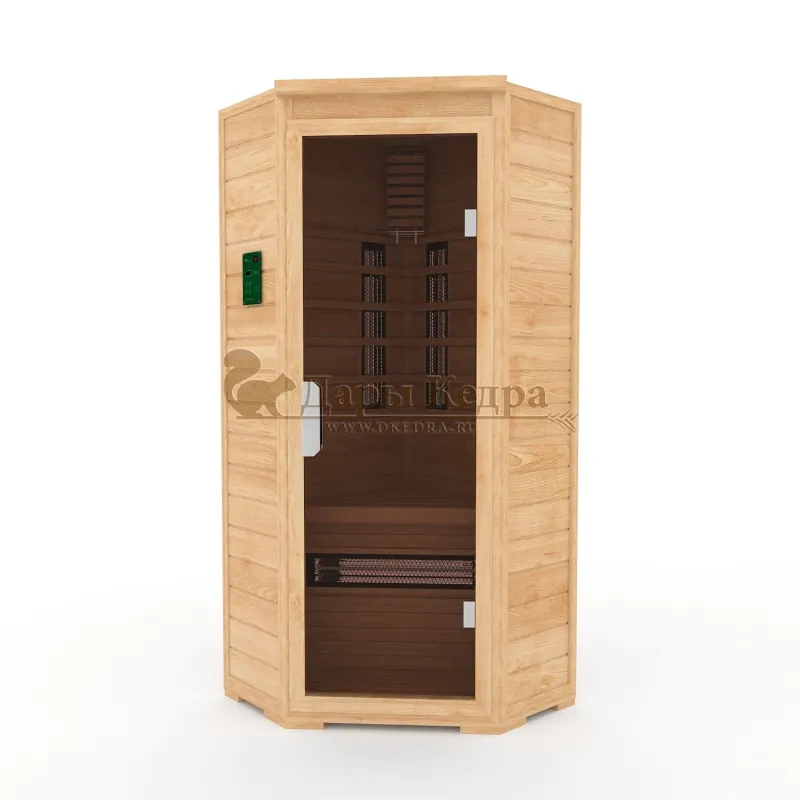 Одноместная угловая инфракрасная сауна кабина из кедра с керамическими излучателями