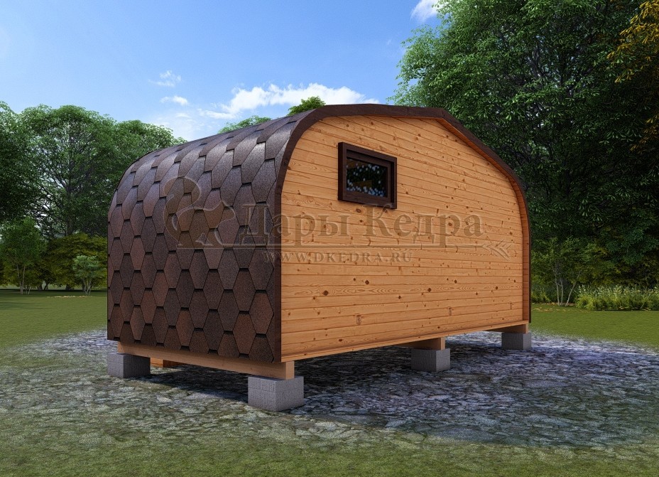 Баня «Викинг» из кедра 5х2,35 м с боковым входом