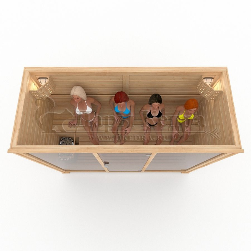 Четырехместная финская сауна кабина из кедра с электрокаменкой